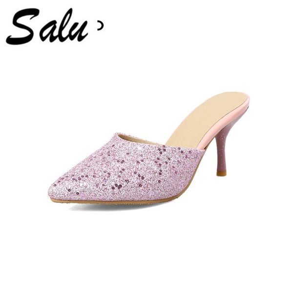 salu 2021 thin high heels women crystal pumps pointed toe sandals platform nightclub shoes glitter big size 13 14 15, Black
salu 2021 thin high heels women crystal pumps pointed toe sandals platform nightclub shoes glitter big size 13 14 15, Black