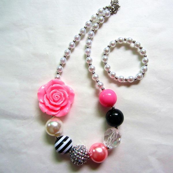 earrings & necklace spring kids girls lovely chunky pink resin flower 8mm pearl beads bubblegum bracelet set toy for children 2021, Silver
earrings & necklace spring kids girls lovely chunky pink resin flower 8mm pearl beads bubblegum bracelet set toy for children 2021, Silver