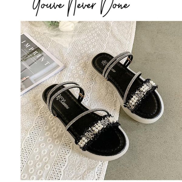 slippers women's flip flops 2021 summer the mixed colors fashion all-match comfortable round head open toe sandals casual woman shoes, Black 
slippers women's flip flops 2021 summer the mixed colors fashion all-match comfortable round head open toe sandals casual woman shoes, Black