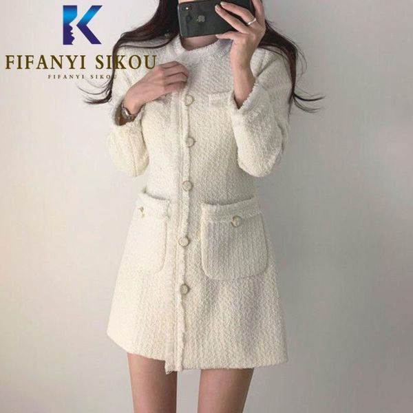 autumn winter women high waist tweed dress pocket single breasted fashion midi long ladies elegant sleeve party casual dresses, Black;gray
autumn winter women high waist tweed dress pocket single breasted fashion midi long ladies elegant sleeve party casual dresses, Black;gray