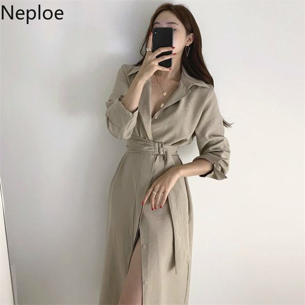 korean chic elegant temperament mid long dress women turn down collar single breast vestido solid high waist autumn ropa 210422, Black;gray
korean chic elegant temperament mid long dress women turn down collar single breast vestido solid high waist autumn ropa 210422, Black;gray