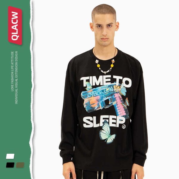 men's clothing qlacw autumn and winter 2021 fashion brand to sleep letter fun printing loose long sleeve t-shirt, White;black
men's clothing qlacw autumn and winter 2021 fashion brand to sleep letter fun printing loose long sleeve t-shirt, White;black