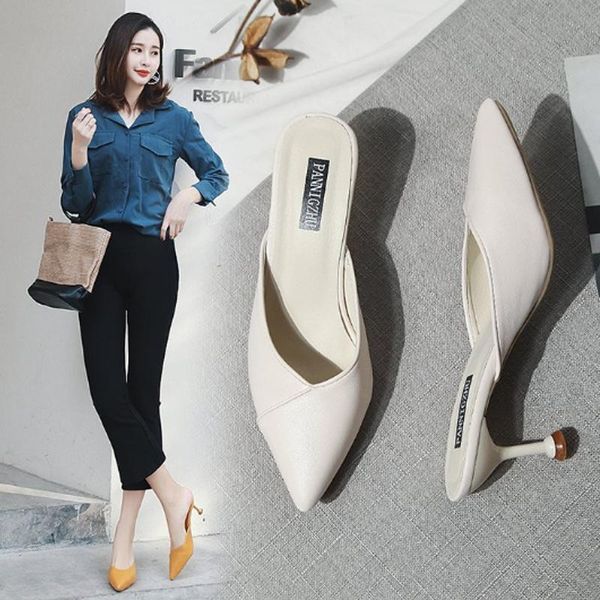 half slippers since fashion outside wear shoes with thick rivet heelless lazy sandals pointed the fitting, Black
half slippers since fashion outside wear shoes with thick rivet heelless lazy sandals pointed the fitting, Black