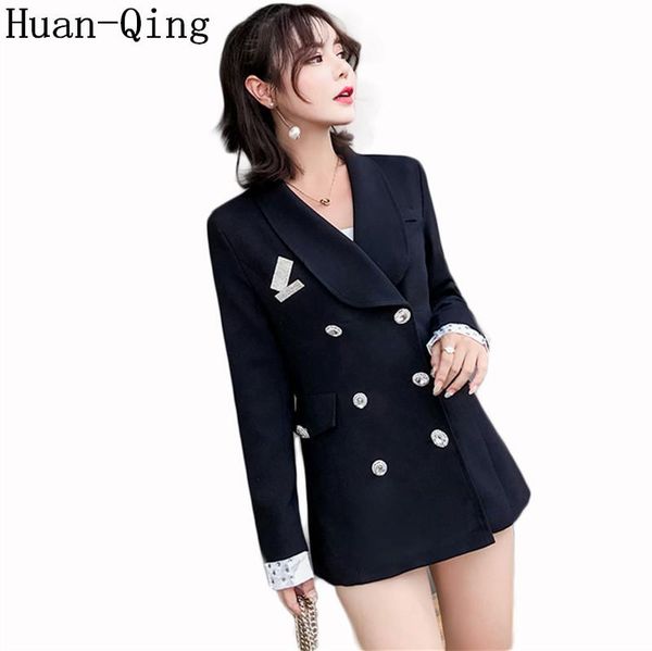 women's suits & blazers runway vintage double-breasted blaser jacket coat autumn long sleeve ol black casaco suit outerwear, White;black
women's suits & blazers runway vintage double-breasted blaser jacket coat autumn long sleeve ol black casaco suit outerwear, White;black