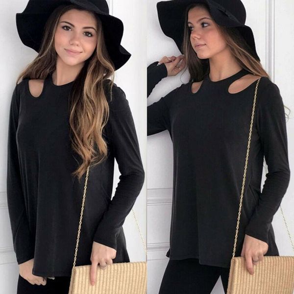 women's t-shirt 2021 women fashion casual hollow out ladies loose long sleeve clothing round collar t-shirts, White 
women's t-shirt 2021 women fashion casual hollow out ladies loose long sleeve clothing round collar t-shirts, White