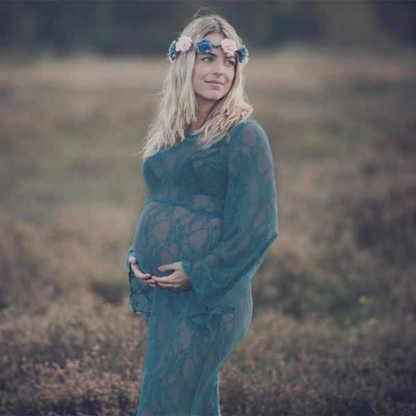maternity dresses lace perspective dress long skirt horn sleeve pregnant women p tail dress, White
maternity dresses lace perspective dress long skirt horn sleeve pregnant women p tail dress, White