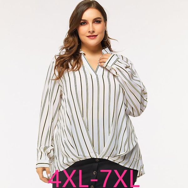 women's blouses & shirts female spring autumn plus size for women large blouse long sleeve loose casual stripe v neck shirt white 4xl 
women's blouses & shirts female spring autumn plus size for women large blouse long sleeve loose casual stripe v neck shirt white 4xl
