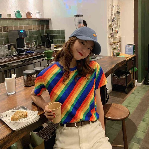 colorful striped regular 3 sizes -xl fashion spring college wind short sleeve female women t-shirts 210522, White
colorful striped regular 3 sizes -xl fashion spring college wind short sleeve female women t-shirts 210522, White