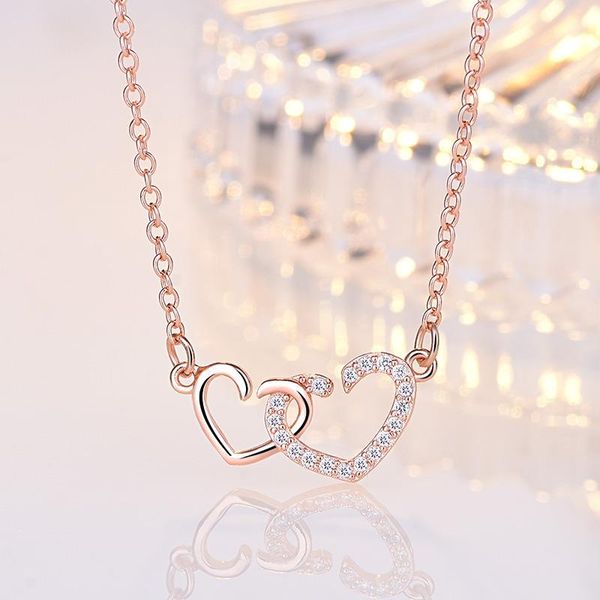 pendant necklaces fashion double heart necklace clavicle chain for women girl birthday gift elegant lady's heart-to-heart, Silver
pendant necklaces fashion double heart necklace clavicle chain for women girl birthday gift elegant lady's heart-to-heart, Silver