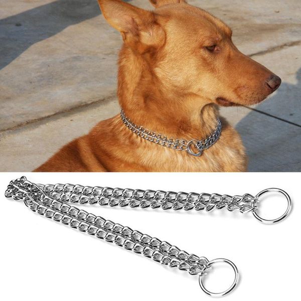 

dog collars & leashes pinch choke collar heavy duty titan training slip p chain adjustable 2 row chrome for small medium large dogs