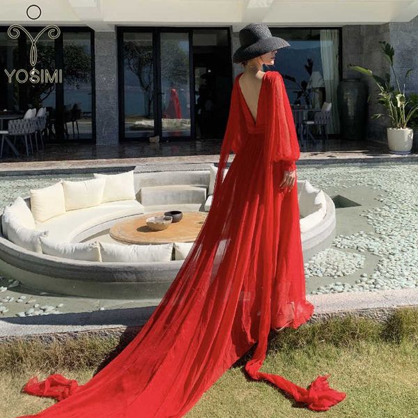 yosimi floor-length long women dress red chiffon summer v-neck sleeve fit and flare backless party night dresses 210604, Black;gray
yosimi floor-length long women dress red chiffon summer v-neck sleeve fit and flare backless party night dresses 210604, Black;gray