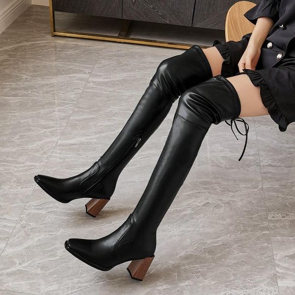 boots ladies fashion over the knee lace-up female square toe thick heel side zipper pu microfiber women's shoes, Black
boots ladies fashion over the knee lace-up female square toe thick heel side zipper pu microfiber women's shoes, Black