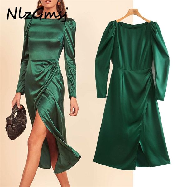 dres chic fashion pleated elegant midi vintage long sleeve split female es vestidos mujer 210628, Black;gray
dres chic fashion pleated elegant midi vintage long sleeve split female es vestidos mujer 210628, Black;gray