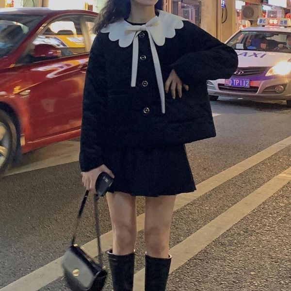women's wool & blends sweet warm coat women kawaii trend coats female patchwork button japanese style winter bow lace-up jackets overco, Black
women's wool & blends sweet warm coat women kawaii trend coats female patchwork button japanese style winter bow lace-up jackets overco, Black