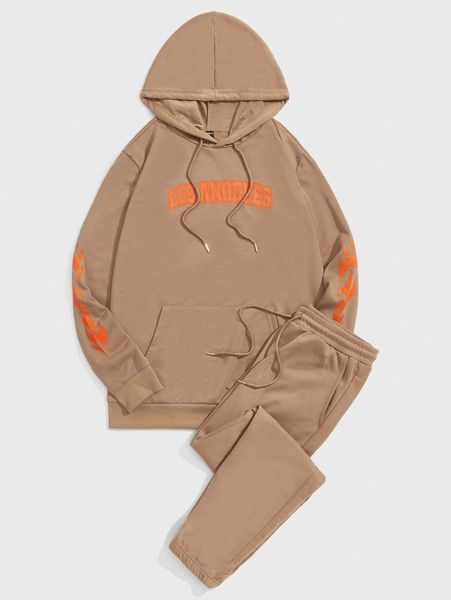 men drop shoulder letter & fire pattern kangaroo pocket drawstring hoodie & sweatpants j9pj#, Gray
men drop shoulder letter & fire pattern kangaroo pocket drawstring hoodie & sweatpants j9pj#, Gray