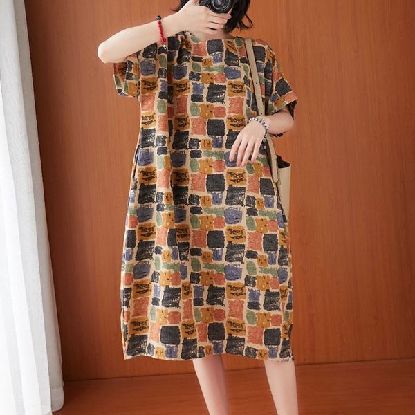 oversized women cotton linen casual dress new summer simple style vintage print loose female knee-length dresses s3479 210412, Black;gray
oversized women cotton linen casual dress new summer simple style vintage print loose female knee-length dresses s3479 210412, Black;gray