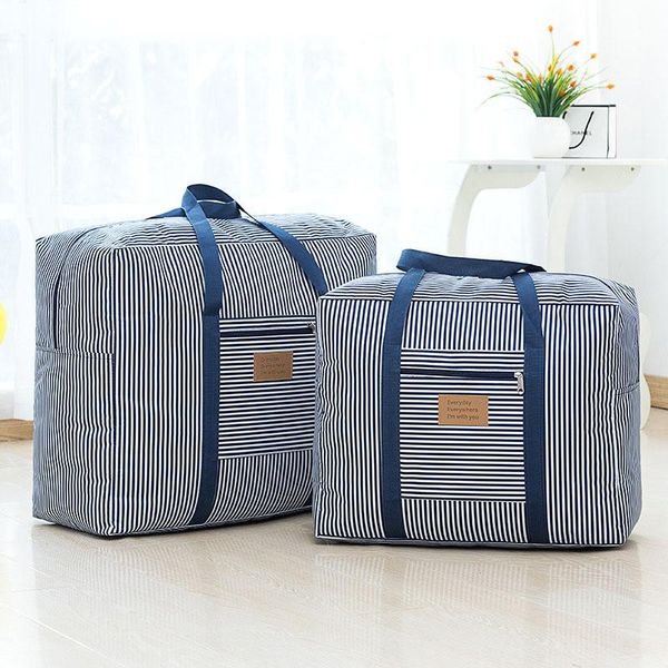 storage bags multifunctional trolley large capacity portable travel bag folding polyester stripe quilts sundries
storage bags multifunctional trolley large capacity portable travel bag folding polyester stripe quilts sundries