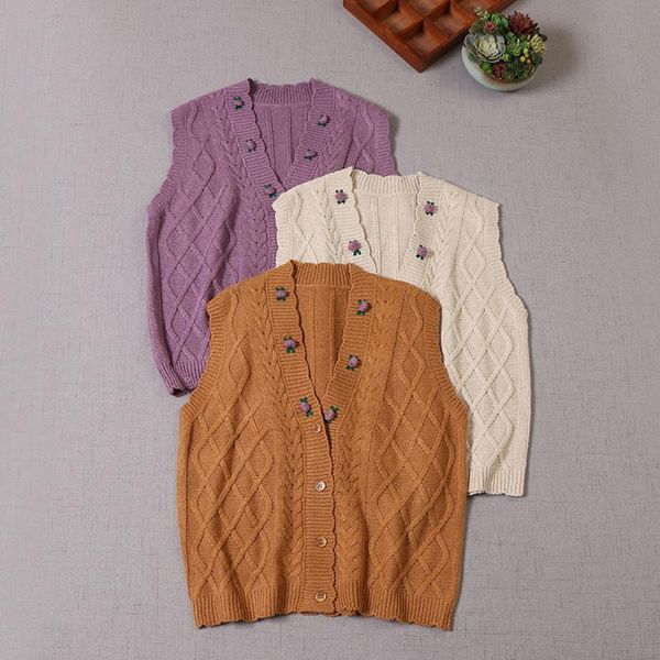 women's knits & tees japanesefemale v-neck wool knitted vest cardigan flower sleeveless sweater, White
women's knits & tees japanesefemale v-neck wool knitted vest cardigan flower sleeveless sweater, White