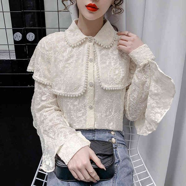 women's blouses & shirts vintage pear brim shawl single-breasted lace sleeved jruh, White
women's blouses & shirts vintage pear brim shawl single-breasted lace sleeved jruh, White