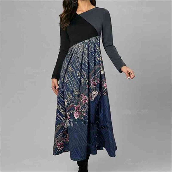 autumn floral print patchwork long women dress party elegant o neck slim a line winter retro sleeve female, Black;gray
autumn floral print patchwork long women dress party elegant o neck slim a line winter retro sleeve female, Black;gray