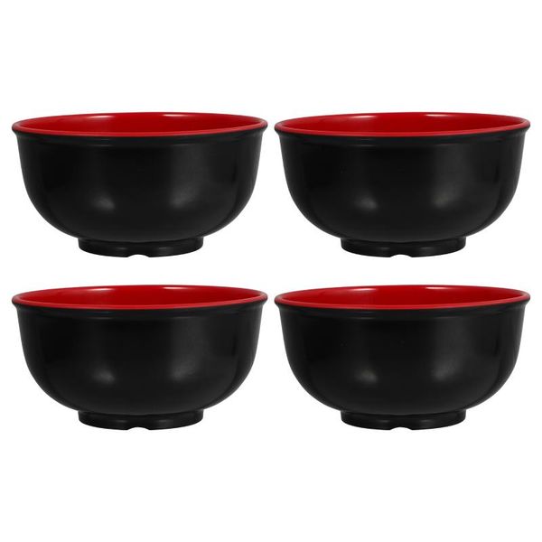 bowls 4pcs household rice melamine soup creative (black red) 
bowls 4pcs household rice melamine soup creative (black red)