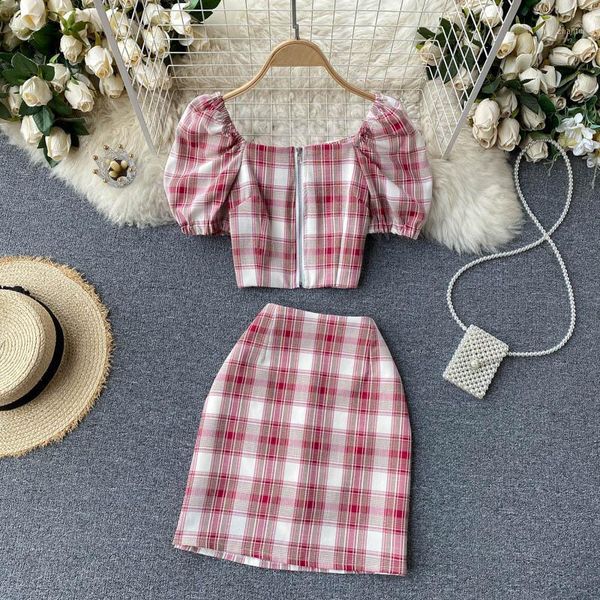 two piece dress hong kong style suit female retro chic age-reducing short wild high waist skirt plaid two-piece summer, White
two piece dress hong kong style suit female retro chic age-reducing short wild high waist skirt plaid two-piece summer, White