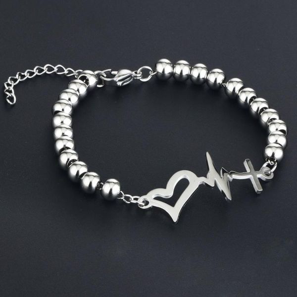 beaded, strands statement jewelry womens cute gift stainless steel electrocardiogram beads bracelet charms strand heartbeat bracelet&bangle, Black
beaded, strands statement jewelry womens cute gift stainless steel electrocardiogram beads bracelet charms strand heartbeat bracelet&bangle, Black