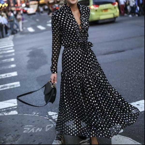 chiffon fashion casual summer boho womens dress long sleeved v neck maxi dot printing evening party beach sundress, Black;gray
chiffon fashion casual summer boho womens dress long sleeved v neck maxi dot printing evening party beach sundress, Black;gray