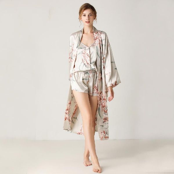 ladies women sleepwear floral silk satin night wear fashion long robe pajama set 3 pieces elegant home clothing for, Black;red
ladies women sleepwear floral silk satin night wear fashion long robe pajama set 3 pieces elegant home clothing for, Black;red