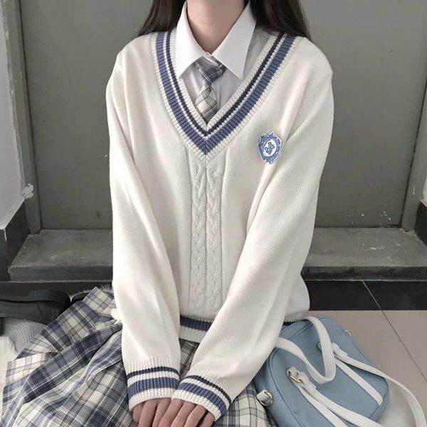 women's sweaters japanese preppy style sweet and cute knitted sweater korean vintage harajuku kawaii casual long-sleeved v-neck, White;black
women's sweaters japanese preppy style sweet and cute knitted sweater korean vintage harajuku kawaii casual long-sleeved v-neck, White;black