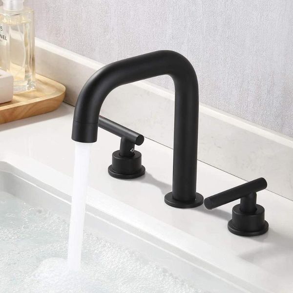 brass matte black 8-inch widespread bathroom faucet 3 hole modern vanity sink 2 handle with supply hoses faucets
brass matte black 8-inch widespread bathroom faucet 3 hole modern vanity sink 2 handle with supply hoses faucets