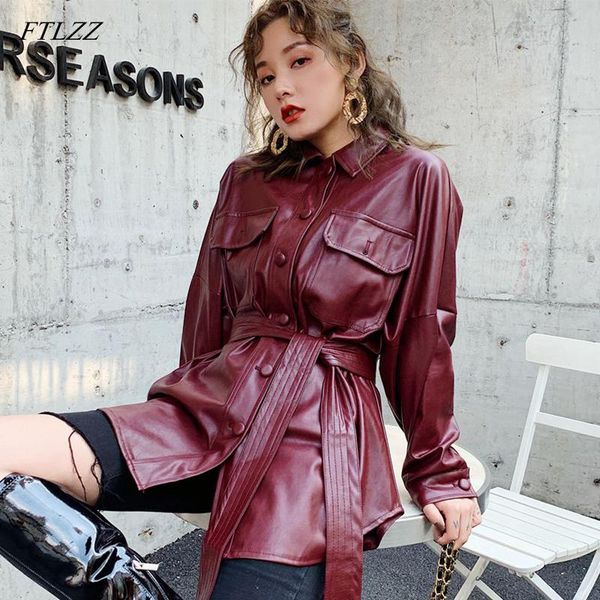 women's leather & faux ftlzz women long jackets autumn winter lady elegant tie belt waist pockets buttons wine red black pu street coat
women's leather & faux ftlzz women long jackets autumn winter lady elegant tie belt waist pockets buttons wine red black pu street coat