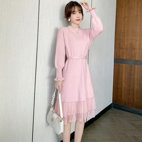casual dresses elegant knitted dress women o-neck full sleeve slim 21 autumn patchwork mesh korean pink female ld2342, Black;gray
casual dresses elegant knitted dress women o-neck full sleeve slim 21 autumn patchwork mesh korean pink female ld2342, Black;gray