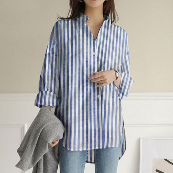 women's blouses & shirts striped printed for women slit long sleeve button camisa femenina ladies blouse chemisier femme, White
women's blouses & shirts striped printed for women slit long sleeve button camisa femenina ladies blouse chemisier femme, White