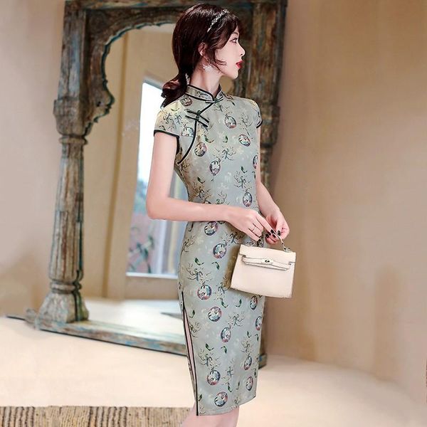 summer vintage print medium length qipao female elegant mandarin collar traditional chinese dress slim cheongsam mujer ethnic clothing, Red
summer vintage print medium length qipao female elegant mandarin collar traditional chinese dress slim cheongsam mujer ethnic clothing, Red