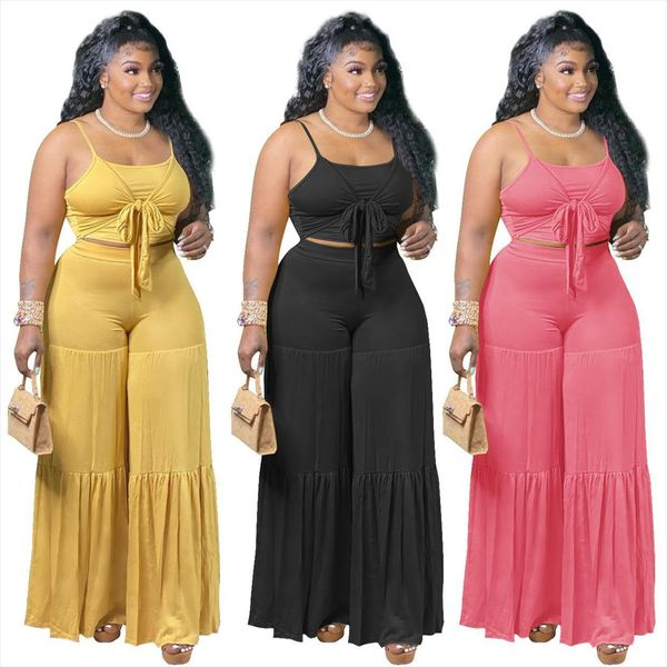 solid color two piece summer womenpant clothing sleeveless suspenders personality tie casual loose straight trousers suit, White
solid color two piece summer womenpant clothing sleeveless suspenders personality tie casual loose straight trousers suit, White