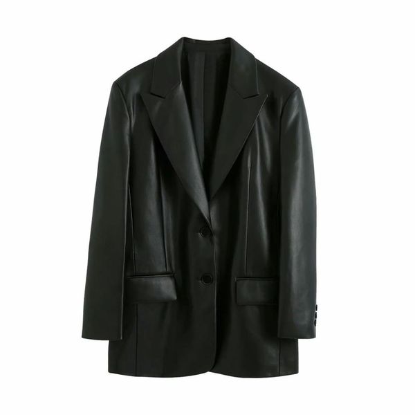 autumn winter women blazer faux leather oversized long sleeves pu jacket femme veste coat 210420, White;black
autumn winter women blazer faux leather oversized long sleeves pu jacket femme veste coat 210420, White;black
