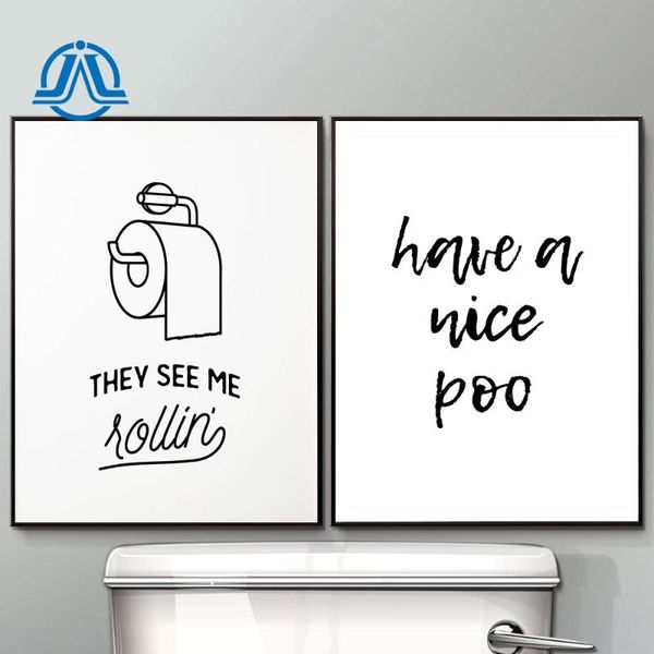 paintings minimalist style black and white poster toilet canvas painting have a nice poo quote print modern picture on the wall decoration
paintings minimalist style black and white poster toilet canvas painting have a nice poo quote print modern picture on the wall decoration