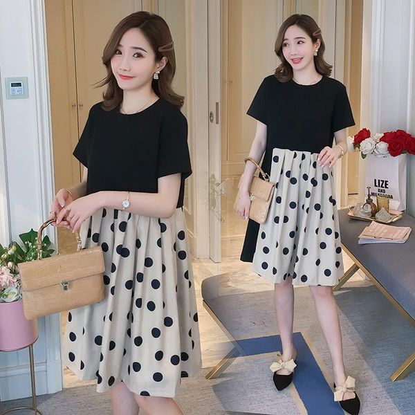 maternity dresses 8916# dress summer cotton short sleeve loose stylish polka dot for pregnant women mom, White
maternity dresses 8916# dress summer cotton short sleeve loose stylish polka dot for pregnant women mom, White