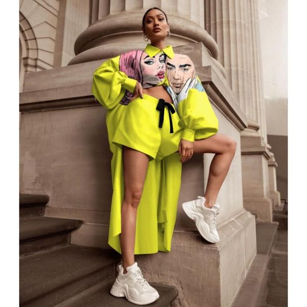 women's tracksuits spring autumn two piece set women turn-down collar fashion print and shorts casual clothes outfits, Gray
women's tracksuits spring autumn two piece set women turn-down collar fashion print and shorts casual clothes outfits, Gray
