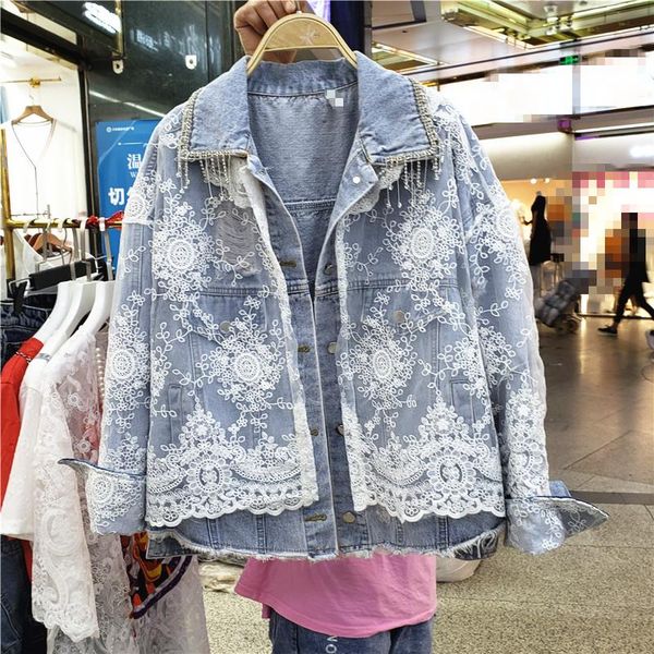 europe 2021 spring and autumn real two piece set heavy industry with diamond tassel lace denim loose coat women's jackets, Black;brown
europe 2021 spring and autumn real two piece set heavy industry with diamond tassel lace denim loose coat women's jackets, Black;brown