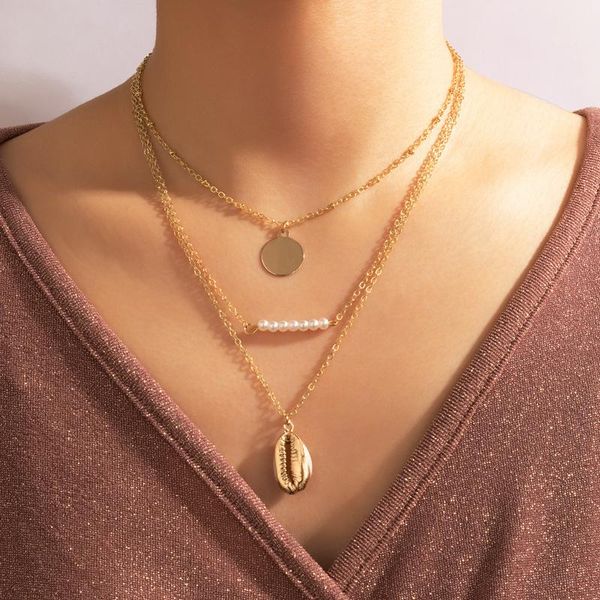 pendant necklaces trendy shell pearl pandent necklace for women multilayer geometric metal alloy ladies wedding jewelry bijou, Silver
pendant necklaces trendy shell pearl pandent necklace for women multilayer geometric metal alloy ladies wedding jewelry bijou, Silver