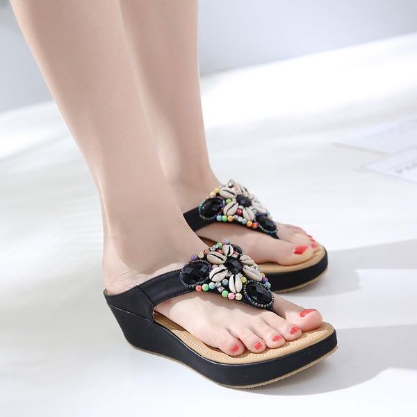 slippers sagace shoes woman bohemia style summer fashion solid pearl wedges thick bottom beach flip flops sandals 2021jan17, Black
slippers sagace shoes woman bohemia style summer fashion solid pearl wedges thick bottom beach flip flops sandals 2021jan17, Black