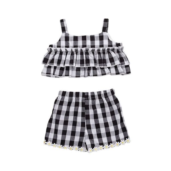 clothing sets 2pcs sweet baby girls outfit set 2021 summer creative black white plaid printing sleeveless suspender + lace shorts
clothing sets 2pcs sweet baby girls outfit set 2021 summer creative black white plaid printing sleeveless suspender + lace shorts