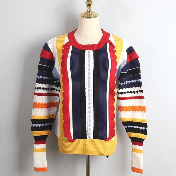 color block o-neck pullover 2021 autumn winter fashion women ruffles puff sleeve patchwork sweater jumper clothes women's sweaters, White;black
color block o-neck pullover 2021 autumn winter fashion women ruffles puff sleeve patchwork sweater jumper clothes women's sweaters, White;black