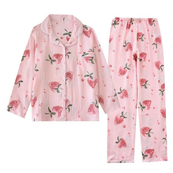 women's sleepwear spring new sweet strawberry pajamas set women comfort gauze cotton loose thin full sleeve casual wear homewear u, Black;red
women's sleepwear spring new sweet strawberry pajamas set women comfort gauze cotton loose thin full sleeve casual wear homewear u, Black;red