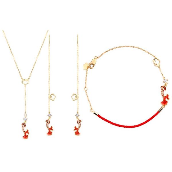 earrings & necklace desin orange color enamel koi fish jewelry sets for women party vintage red rope bracelets ethnic 2021, Silver
earrings & necklace desin orange color enamel koi fish jewelry sets for women party vintage red rope bracelets ethnic 2021, Silver