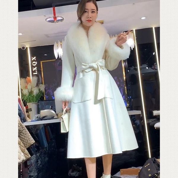 women's fur & faux women cashmere coats double side woo lnatural collar overcoat fashion winter long wool outerwea, Black
women's fur & faux women cashmere coats double side woo lnatural collar overcoat fashion winter long wool outerwea, Black