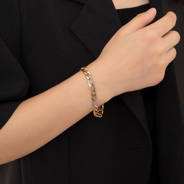 link, chain men's punk titanium steel link bracelets gold silver color curb cuban couple bracelet kpop jewelry gift, Black
link, chain men's punk titanium steel link bracelets gold silver color curb cuban couple bracelet kpop jewelry gift, Black