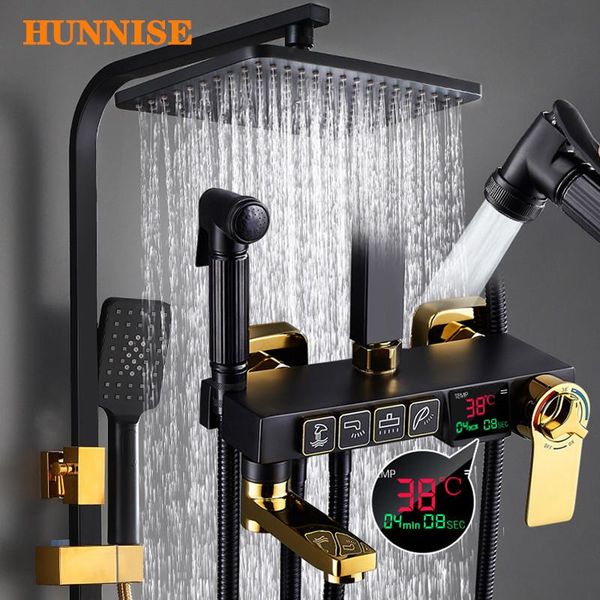 thermostatic shower set hunnise rainfall head brass bathtub faucet inwall mounted black gold digital bath bathroom sets
thermostatic shower set hunnise rainfall head brass bathtub faucet inwall mounted black gold digital bath bathroom sets